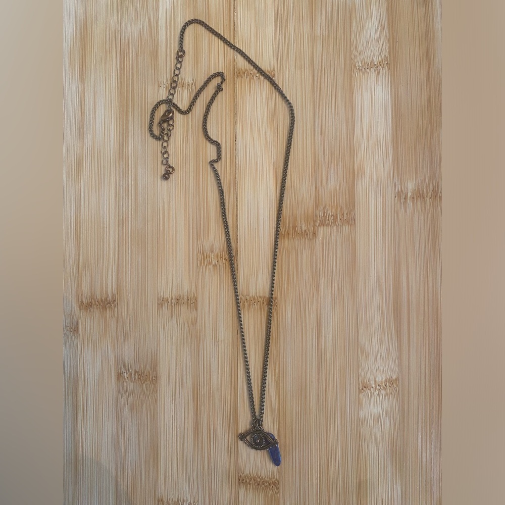 Bronze Necklace With Eye and Stone Pendant